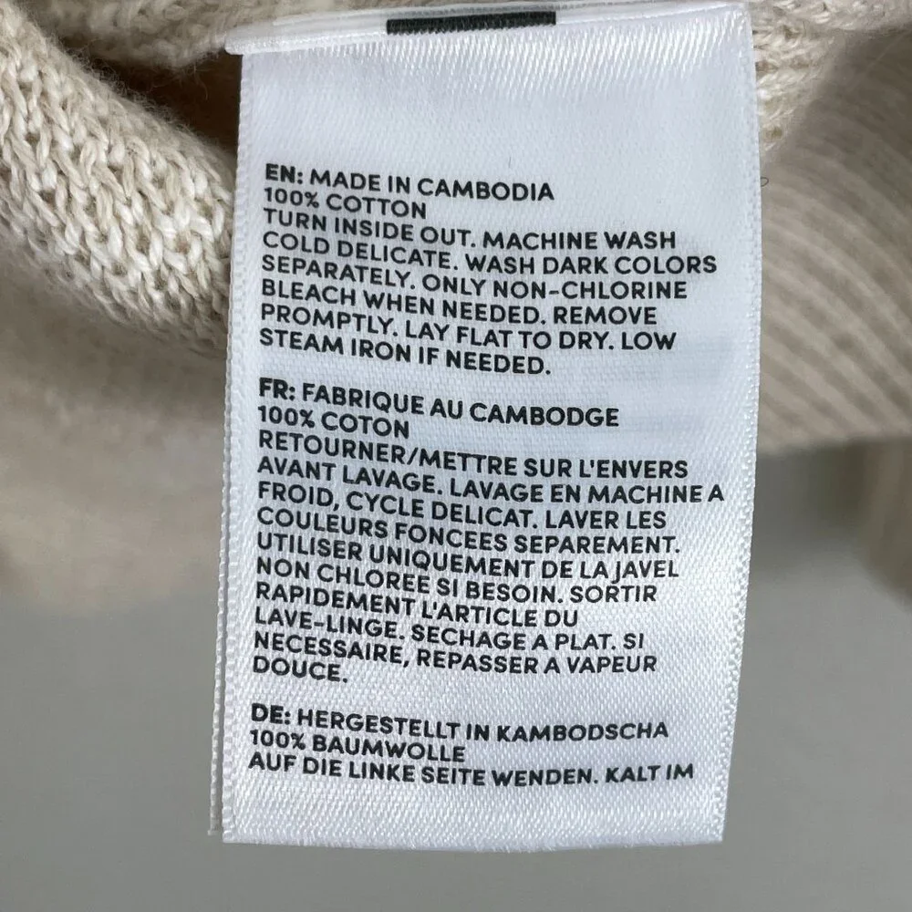 Lands End Womens Medium Beige‎ Cardigan Palm Tree Cotton Button Up Sweater